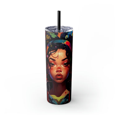 BEAUTIFUL BLACK YOUNG GENERATION Skinny Tumbler with Straw, 20oz  CULTURAL GIFTS AND ACCESSORIES