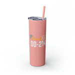 CLASS OF DD214 VETERAN  UNITED STATES ARMED FORCES Skinny Tumbler with Straw, 20oz VETERAN GIFTS ACCESSORIES