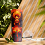 BEAUTIFUL BLACK WOMAN QUEEN Skinny Tumbler with Straw, 20oz GOOD VIBES CULTURAL GIFTS AND ACCESSORIES