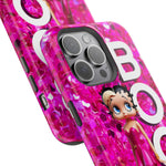 Betty Boop Pink Glitter Magnetic Tough Cases, Boop Lover, Betty Lover, Betty Boop Gift, Boop Lover Gift