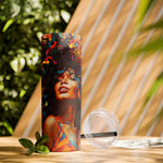 BEAUTIFUL BLACK WOMAN DAZZLE Skinny Tumbler with Straw, 20oz CULTURAL GIFTS AND ACCESSORIES