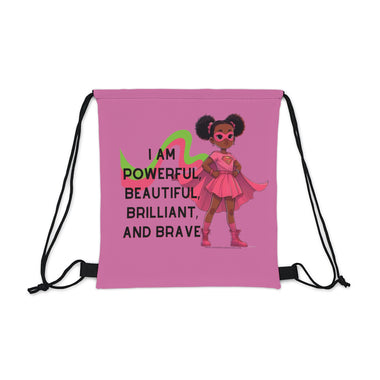 I am Powerful, drawstring bag for kids, cute graphic design, accessories for kids