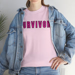 SURVIVOR BREAST CANCER Heavy Cotton Tee GOOD VIBES WEAR FAITH