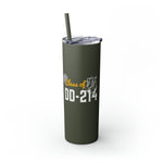 CLASS OF DD214 VETERAN  UNITED STATES ARMED FORCES Skinny Tumbler with Straw, 20oz VETERAN GIFTS ACCESSORIES