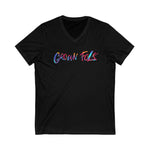 GROWN FOLK Unisex Jersey Short Sleeve V-Neck Tee GOOD VIBES