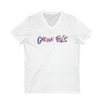 GROWN FOLK Unisex Jersey Short Sleeve V-Neck Tee GOOD VIBES