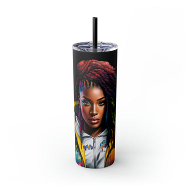 BEAUTIFUL BLACK WOMAN PRIDE Skinny Tumbler with Straw, 20oz CULTURAL GIFTS ACCESSORIES