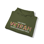 PROUD VETERAN FLORAL HOODIE Unisex Heavy  Hooded Sweatshirt ARMED FORCES GIFTS