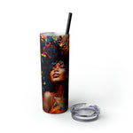 BEAUTIFUL BLACK WOMAN DAZZLE Skinny Tumbler with Straw, 20oz CULTURAL GIFTS AND ACCESSORIES