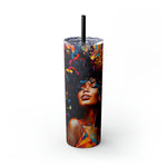 BEAUTIFUL BLACK WOMAN DAZZLE Skinny Tumbler with Straw, 20oz CULTURAL GIFTS AND ACCESSORIES