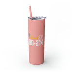 CLASS OF DD214 VETERAN  UNITED STATES ARMED FORCES Skinny Tumbler with Straw, 20oz VETERAN GIFTS ACCESSORIES