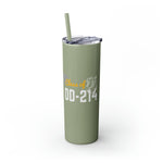 CLASS OF DD214 VETERAN  UNITED STATES ARMED FORCES Skinny Tumbler with Straw, 20oz VETERAN GIFTS ACCESSORIES