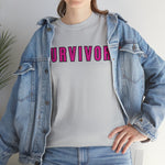 SURVIVOR BREAST CANCER Heavy Cotton Tee GOOD VIBES WEAR FAITH