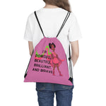 I am Powerful, drawstring bag for kids, cute graphic design, accessories for kids