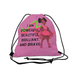 I am Powerful, drawstring bag for kids, cute graphic design, accessories for kids