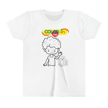 COLOR-IN ME BOY WITH PUPPY Youth Short Sleeve Tee Shirt CULTURAL GIFTS FOR KIDS