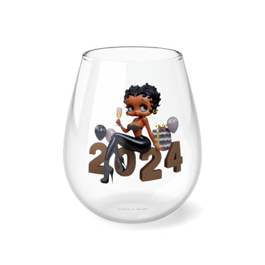 Betty Boop, Black Betty Boop, New Year Glasses, Stemless Wine Glass, 11.75oz