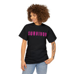 SURVIVOR BREAST CANCER Heavy Cotton Tee GOOD VIBES WEAR FAITH