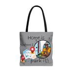 HOME IS WHERE I PARK IT GRAY Tote Bag UNISEX MESSENGER BAG (AOP) GOOD VIBES BROTHERHOOD