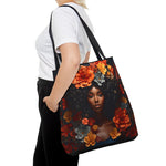 Beautiful Black Woman Orange Flowers Tote Bag UNISEX Accessories, messenger bag