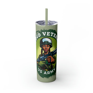 PROUD VETERAN US ARMY W2 Skinny Tumbler with Straw, 20oz CULTURAL GIFTS ACCESSORIES