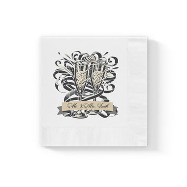 Customized Wedding Napkins White Coined Napkins