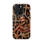 Betty Boop Leopard Cougar Print Magnetic Tough Cases, Boop Lover, Betty Lover, Betty Boop Gift, Boop Lover Gift