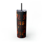 BEAUTIFUL BLACK WOMAN ORANGE FLOWERS Skinny Tumbler with Straw, 20oz CULTURAL GIFTS AND ACCESSORIES