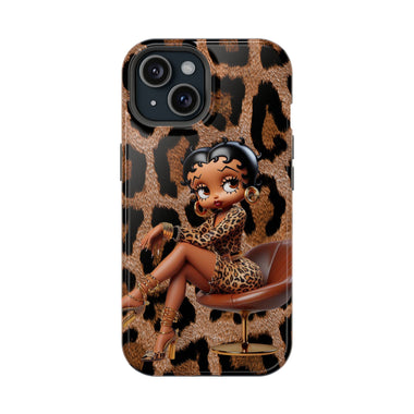 Betty Boop Leopard Cougar Print Magnetic Tough Cases, Boop Lover, Betty Lover, Betty Boop Gift, Boop Lover Gift