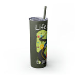 LIFE IS SHORT TRAVEL LONG Skinny Tumbler with Straw, 20oz  RV TRAVEL ACCESSORIES