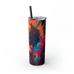 BEAUTIFUL BLACK WOMAN QUEEN Skinny Tumbler with Straw, 20oz GOOD VIBES CULTURAL GIFTS AND ACCESSORIES