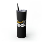 CLASS OF DD214 VETERAN  UNITED STATES ARMED FORCES Skinny Tumbler with Straw, 20oz VETERAN GIFTS ACCESSORIES