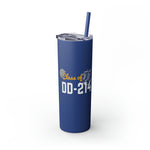 CLASS OF DD214 VETERAN  UNITED STATES ARMED FORCES Skinny Tumbler with Straw, 20oz VETERAN GIFTS ACCESSORIES