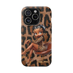 Betty Boop Leopard Cougar Print Magnetic Tough Cases, Boop Lover, Betty Lover, Betty Boop Gift, Boop Lover Gift