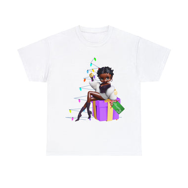 Black Betty Boop into Christmas, cute graphic, christmas tree, colorful shirt for holiday, custom t-shirt design