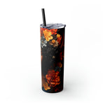 BEAUTIFUL BLACK WOMAN ORANGE FLOWERS Skinny Tumbler with Straw, 20oz CULTURAL GIFTS AND ACCESSORIES